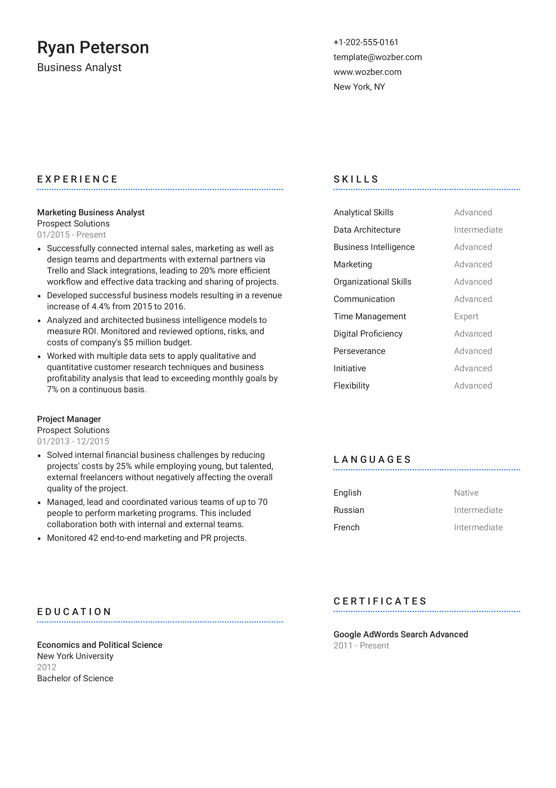 A professional CV template with a solid-looking design.