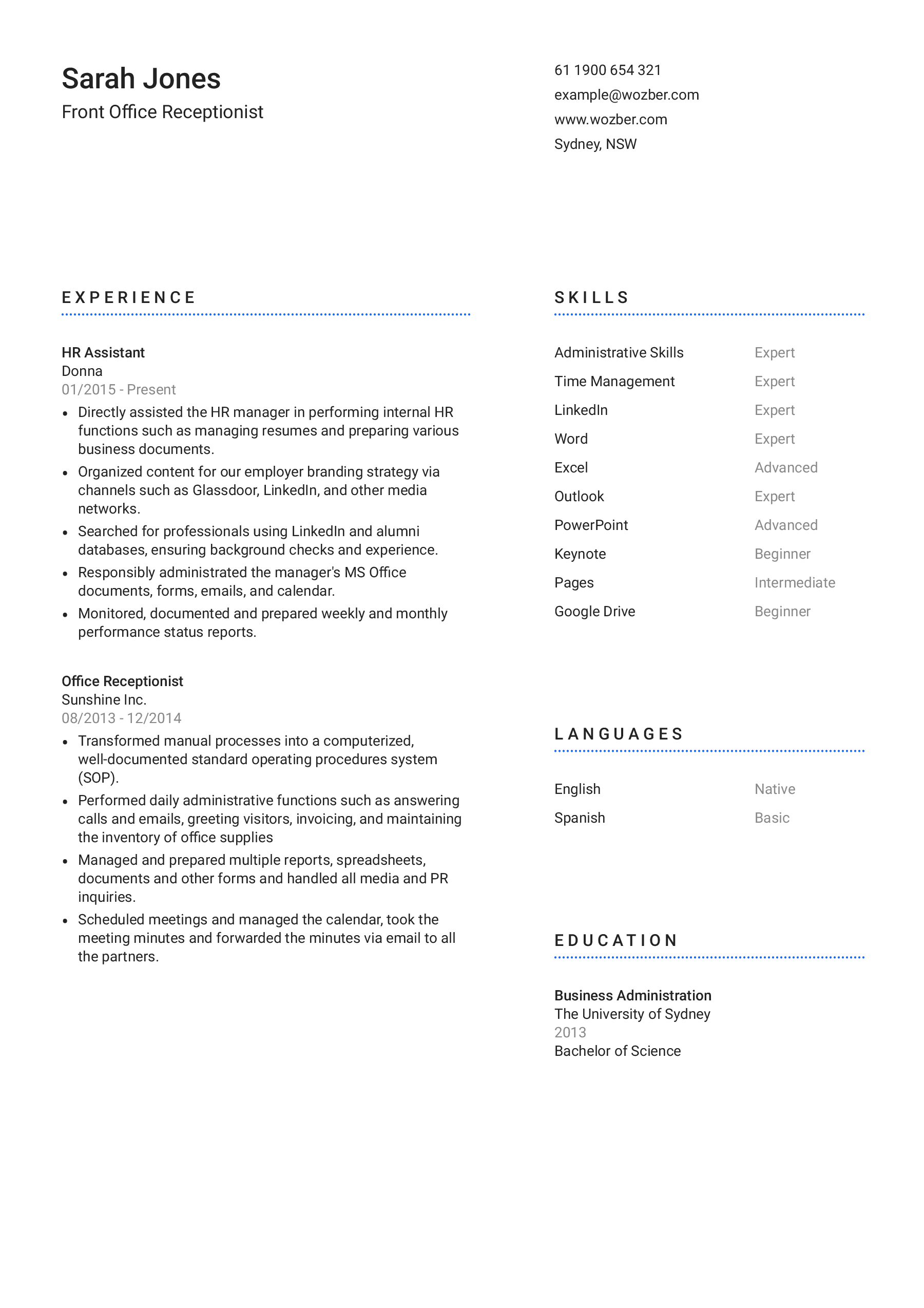 examples of resume with accomplishments