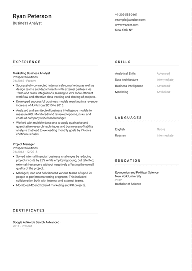Custom CV Template Example #1