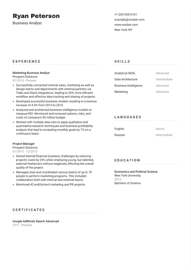 Custom CV Template Example #2