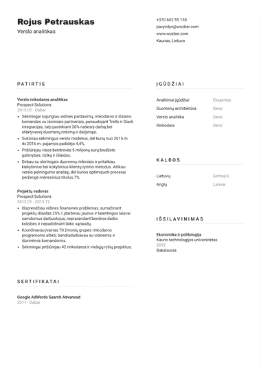 Unikaus stiliaus CV šablono pavyzdys #2