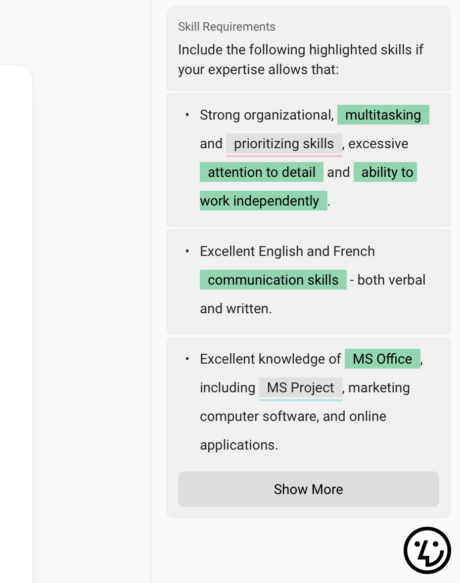 ATS Optimization - Skills Job Requirements