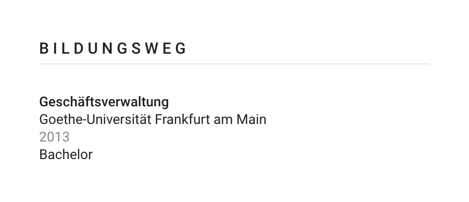 Beispiel des Bildungswegs im Lebenslauf