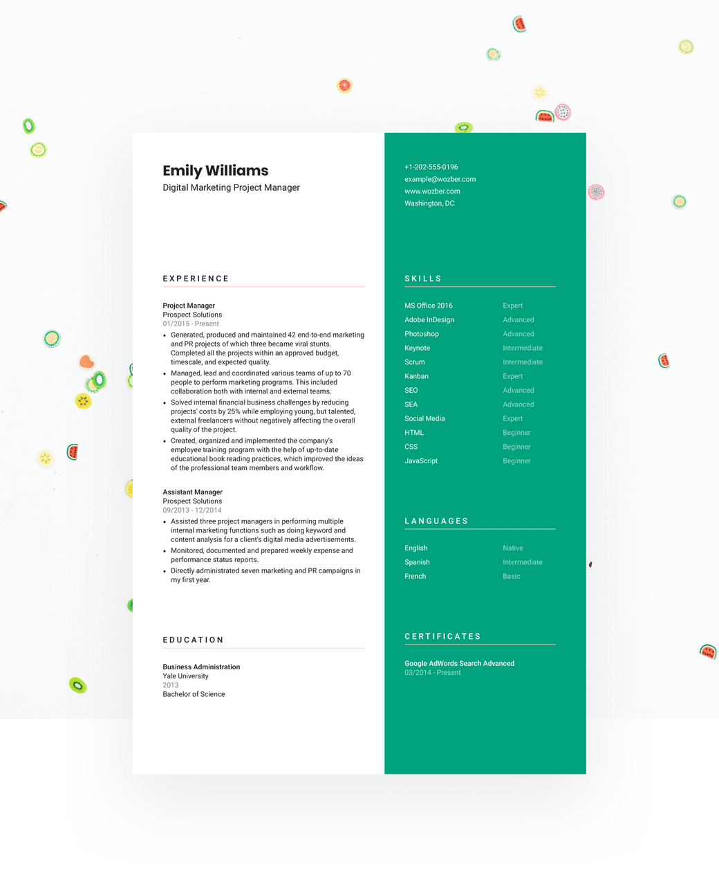 A green modern CV template for those who see a job hunt as an opportunity in the middle ground between contemporary and creative.