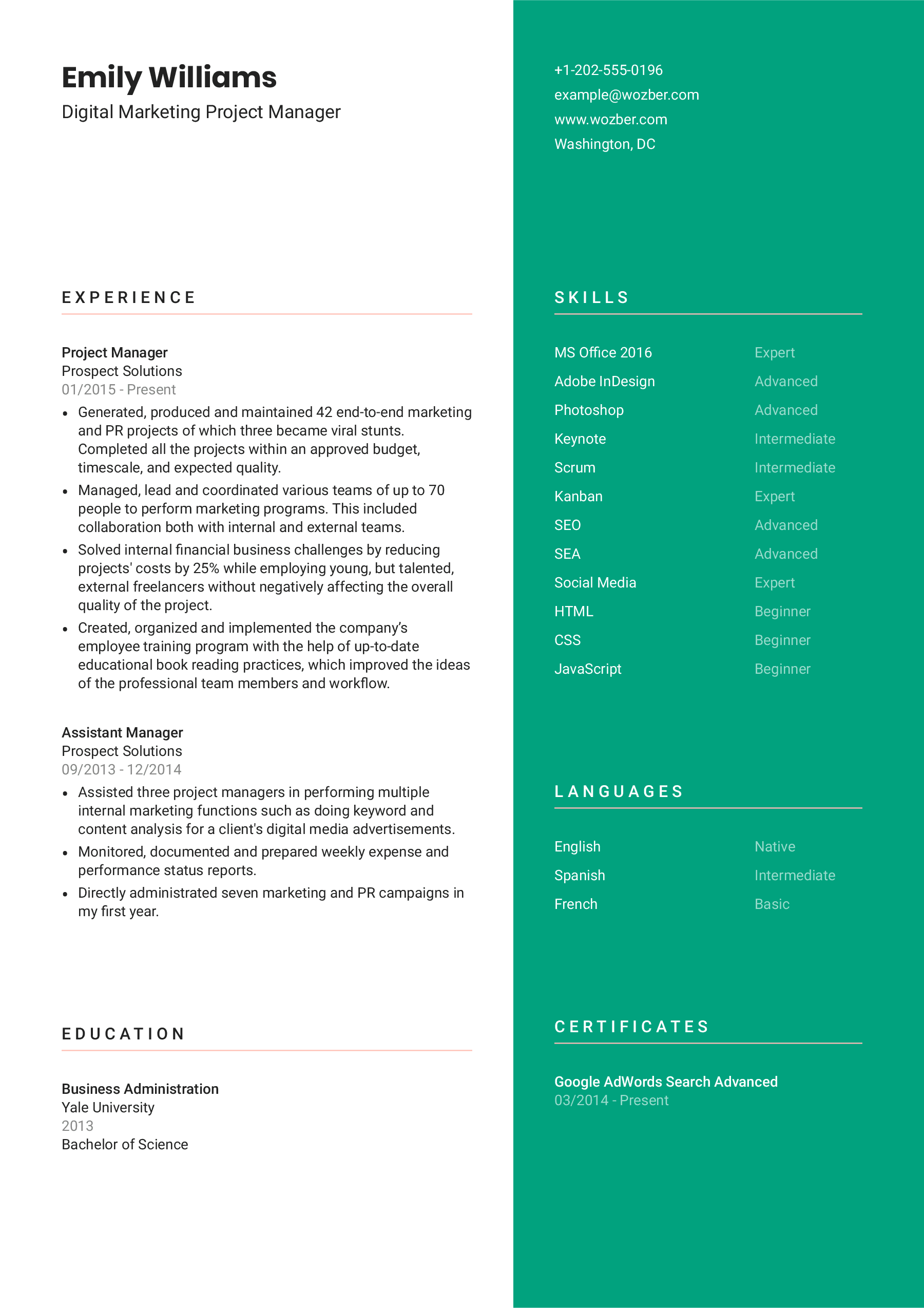 A green modern resume template for those who see a job hunt as an opportunity in the middle ground between contemporary and creative.