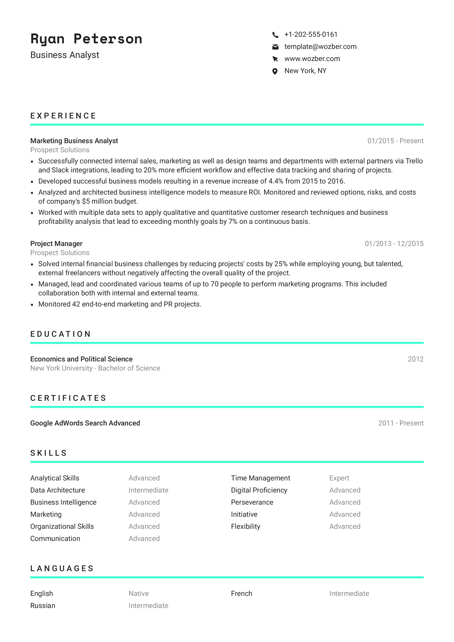 A single-column, creative yet ATS-friendly CV template for those who seek a bold and futuristic look.