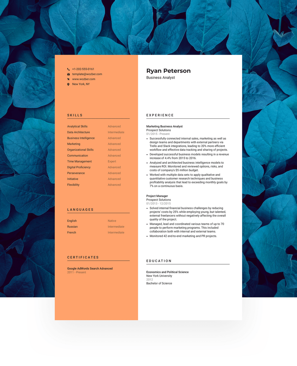 A creative, non-standard layout resume design.