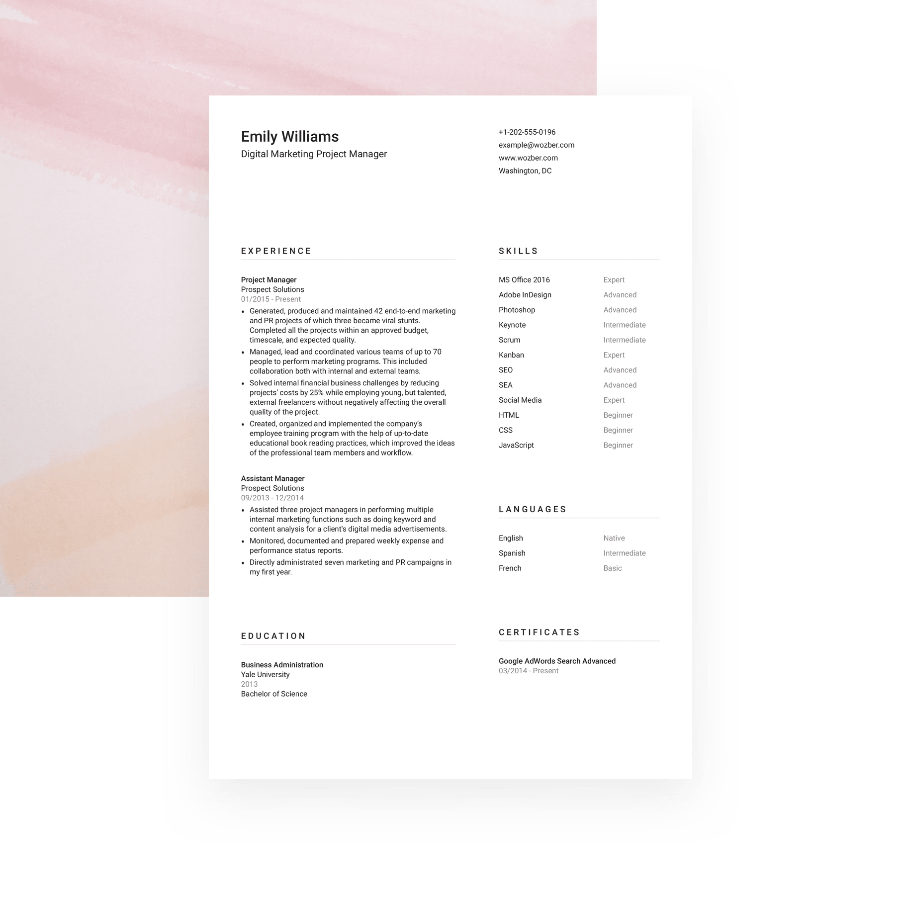 Free Resume Template #2 | Wozber