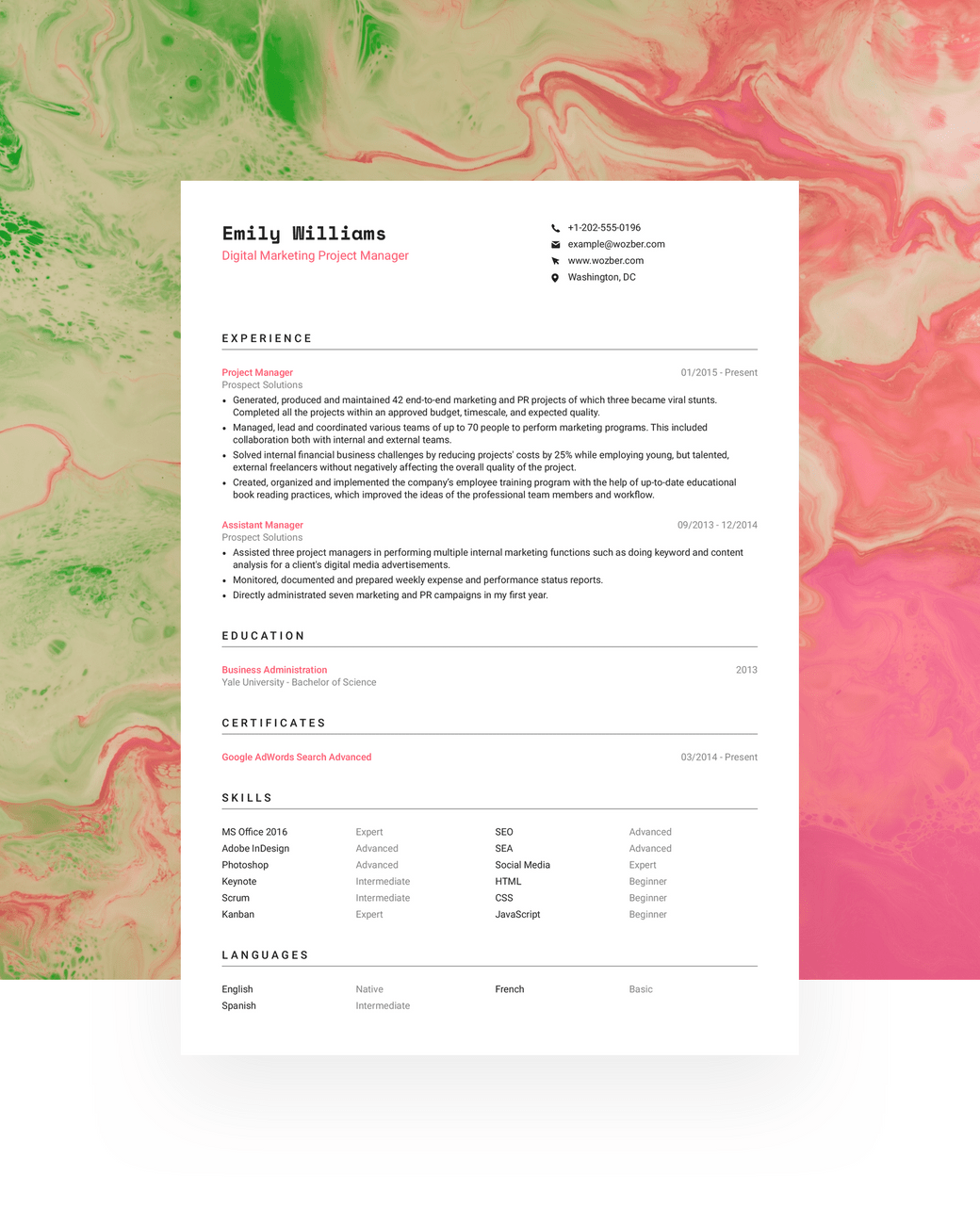 A clean-looking, ATS-friendly CV template suitable for any professional.