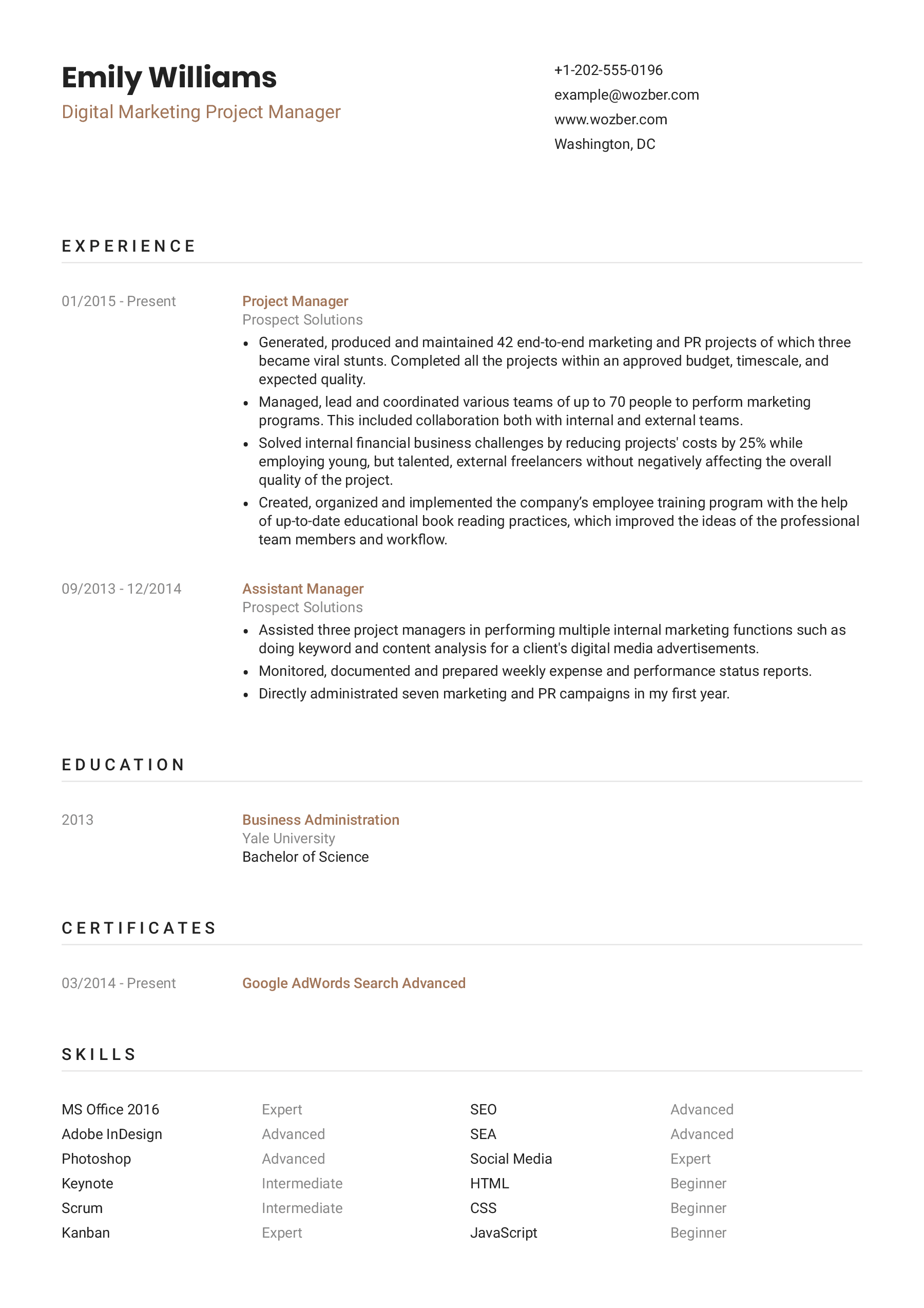 An ATS-friendly resume template with a classic, clean design.